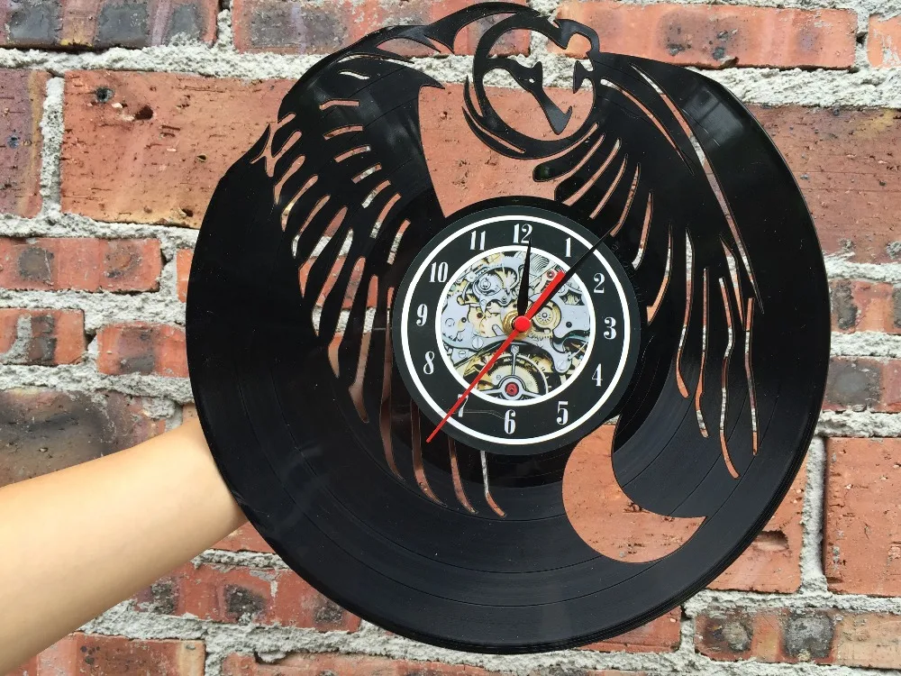 Сова игра винтажный Декор виниловая пластина часы комната настенное искусство