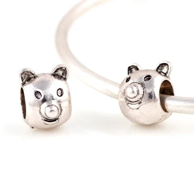 10 шт. в партии посеребренные бусины из сплава поросенок рукоделие большое