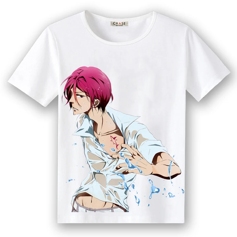Унисекс аниме бесплатно! Высокая скорость! Футболка футболка Nanase Haruka Rin Matsuoka