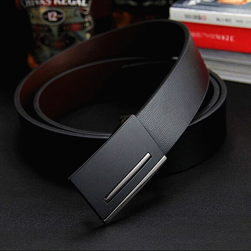 Ремень мужской из натуральной воловьей кожи Простой деловой пояс с