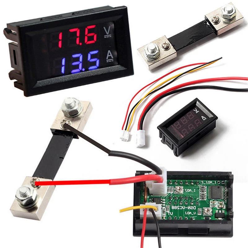 DC 100V 10A Вольтметр Амперметр синий + красный светодиодный двойной цифровой