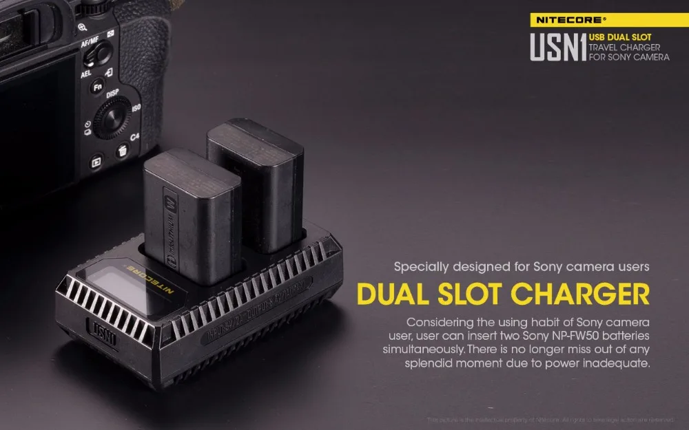 Nitecore путешествия Камера Зарядное устройство USN1 для sony NP-FW50.UNK1 для Nikon EN-EL14 EN-EL14a EN-EL15. UCN1 для Canon EOS LP-E6