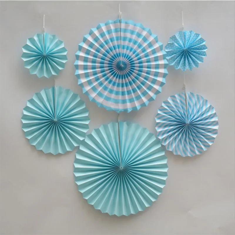 6 шт. бумажные веера Pinwheels Висячие цветочные поделки для детского дня рождения