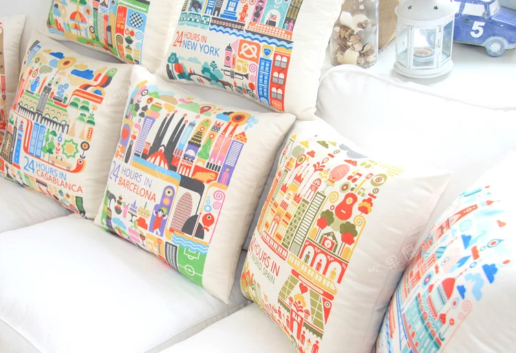 Стильный Подушки Чехлы для мангала 24 часов в Нью-Йорке удобные белые бархат 18