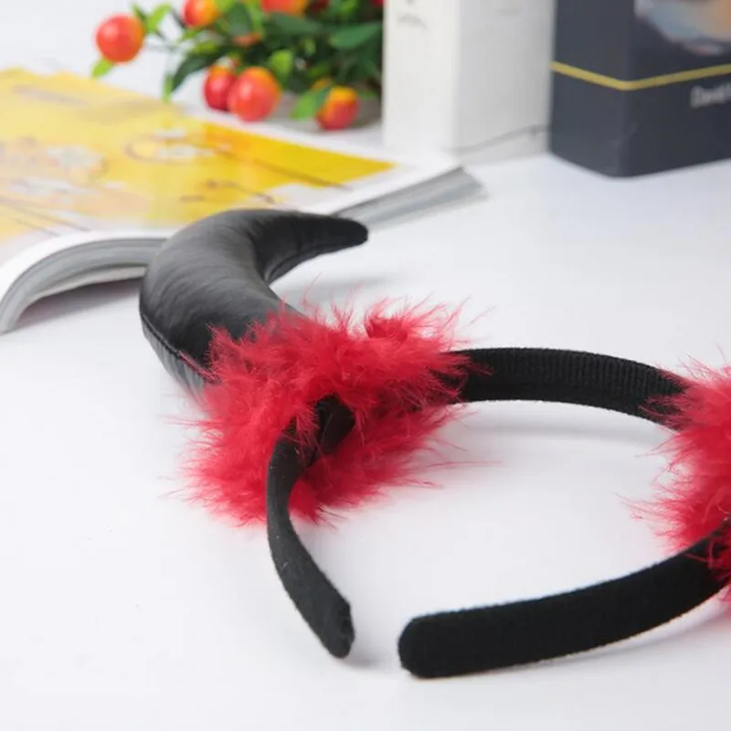 Красный Черный рожок для крупного рогатого скота повязка на голову детей и