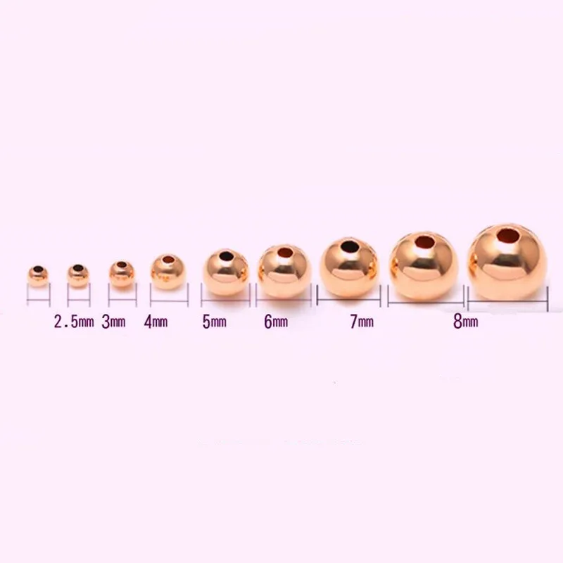 Металлические Обжимные бусины цвета розового золота 200 шт. 2 4 3 5 6 мм гладкие