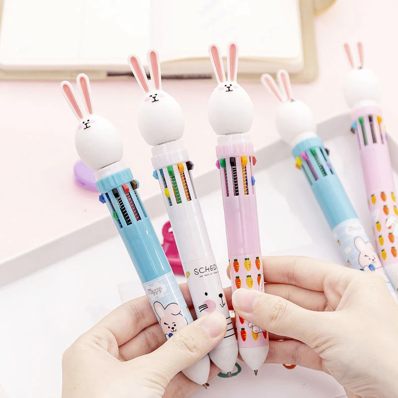 1 шт. 10 цветов в шариковые ручки милые с кроликами Kawaii разноцветные для детей