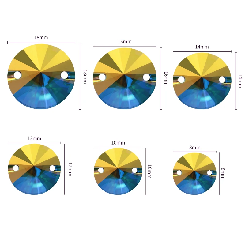 Стразы с кристаллами AB пришивные стразы отверстиями плоская задняя часть