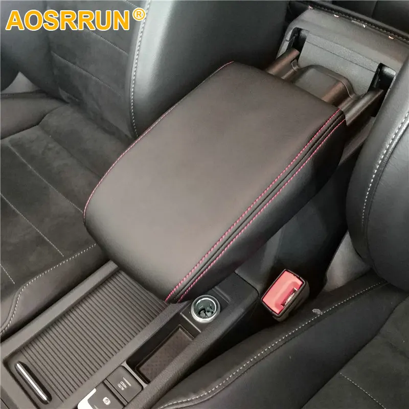 AOSRRUN PU leather Car Armrest Box Cover Car Accessories For VW Volkswagen Golf 7 MK7 2013-2017