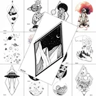 Геометрические Временные татуировки на горной Луне, реалистичные поддельные водоотталкивающие черные татуировки со звездой для взрослых, боди-арт, татуировки на груди