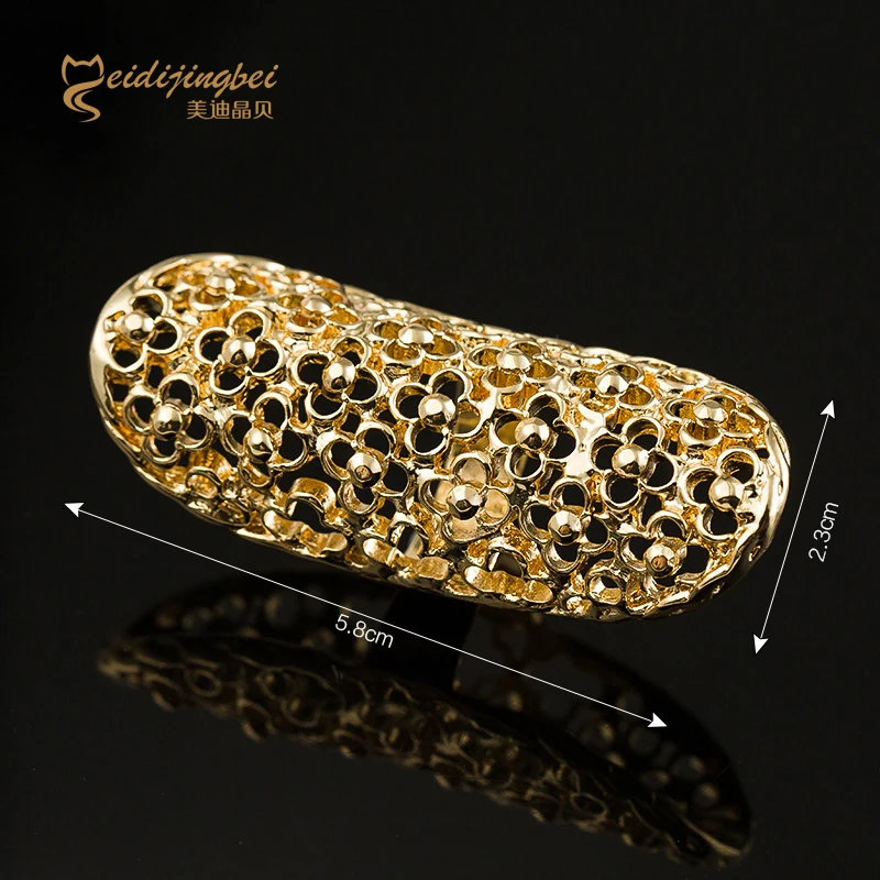 Модные полые полные кольца на палец женские золотые/Серебристые Длинные из