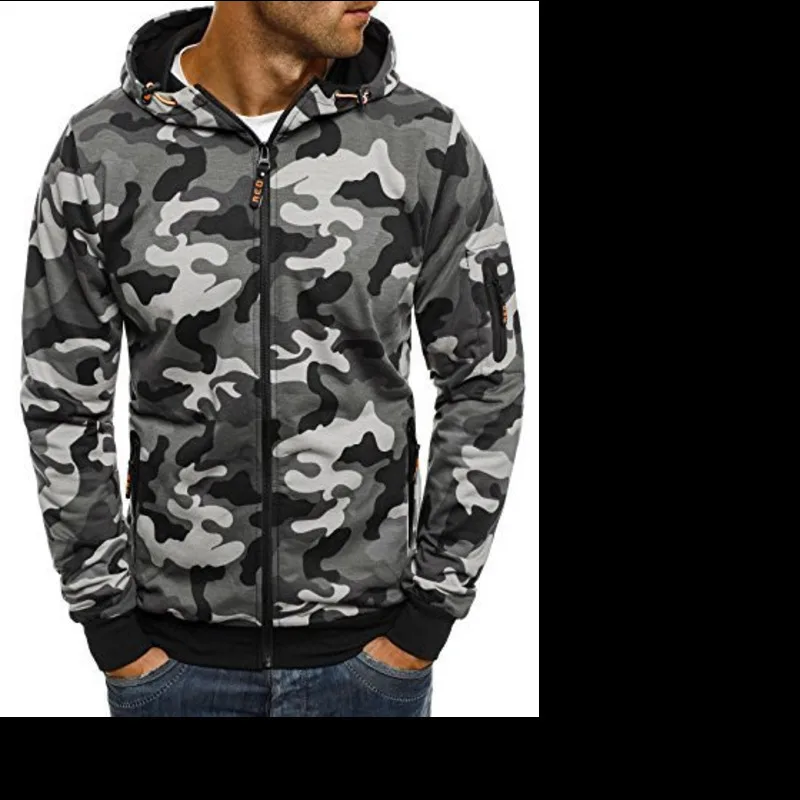 

New Man Camouflage Sweater Hat Loose Casual Coat Men Brand Jacket Fashion Men Mens Jackets And Coats Blouson Homme Outerwear