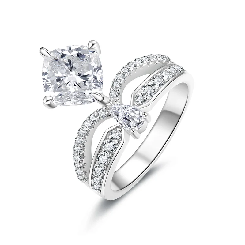 Женское Обручальное Кольцо 1.2ct с квадратной огранкой CZ ювелирное изделие из
