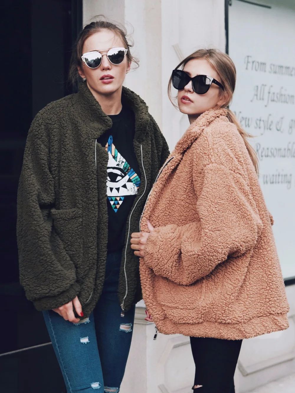 Зимняя женская куртка оверсайз из искусственной овечьей шерсти зимняя теплая