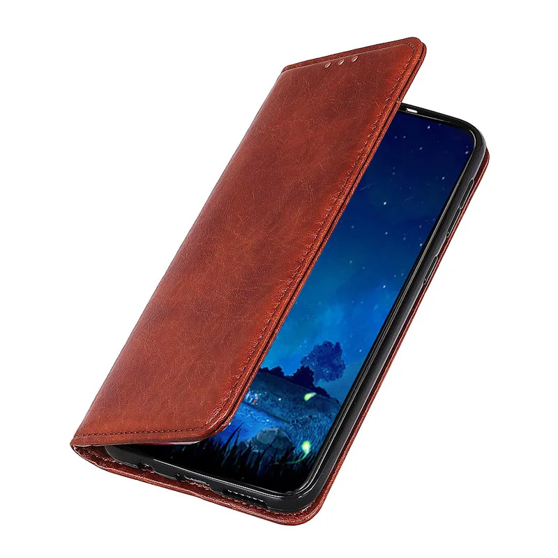 Кожаный магнитный чехол Crazy Horse для iPhone X XR книжка с бумажником деловой подставка