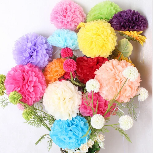 1 шт. синий 6 дюймовый 15cmTissue Бумага POM POMS цветок поцелуй мячи украшение дома