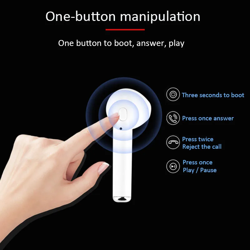 i7s TWS Mini Bluetooth Earphones Wireless Earbuds Stereo Sport with Mic for iPhone Samsung Xiaomi Huawei Smart Phone | Электроника