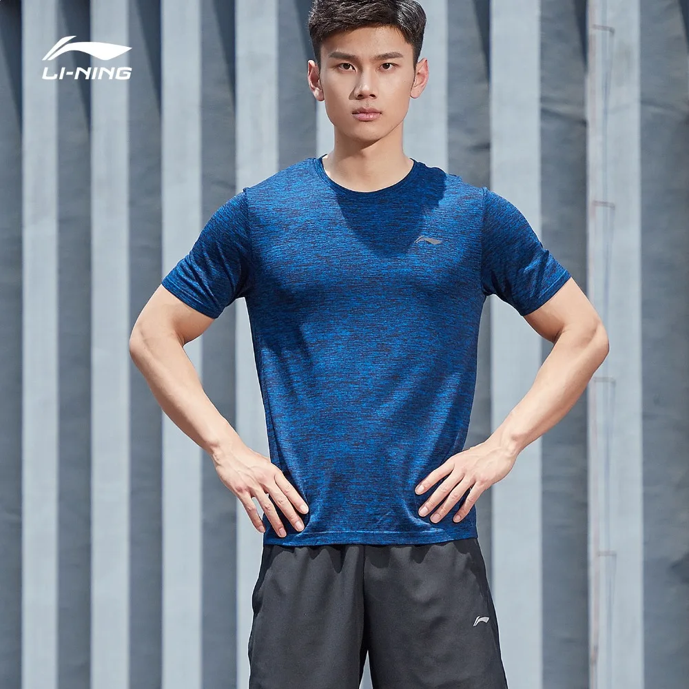 Мужская Спортивная Футболка Li Ning из нейлона и полиэстера стандартная бесшовная