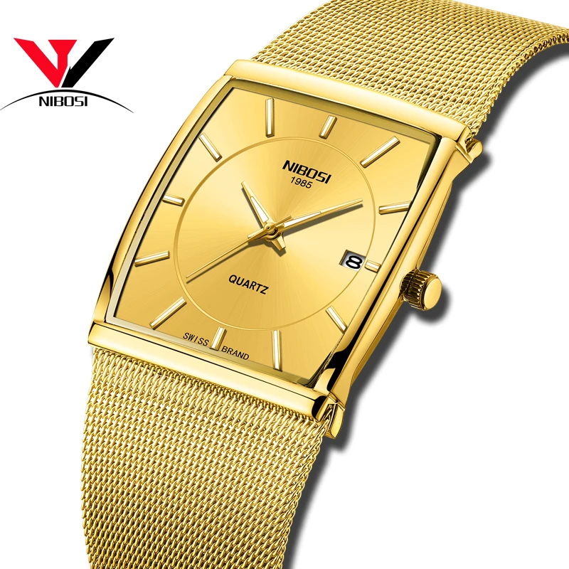 NIBOSI Top Brand Luxury saati Fashion Men s Quartz Watch Men s Waterproof Date Clock Mesh Stainless Steel Watch watches