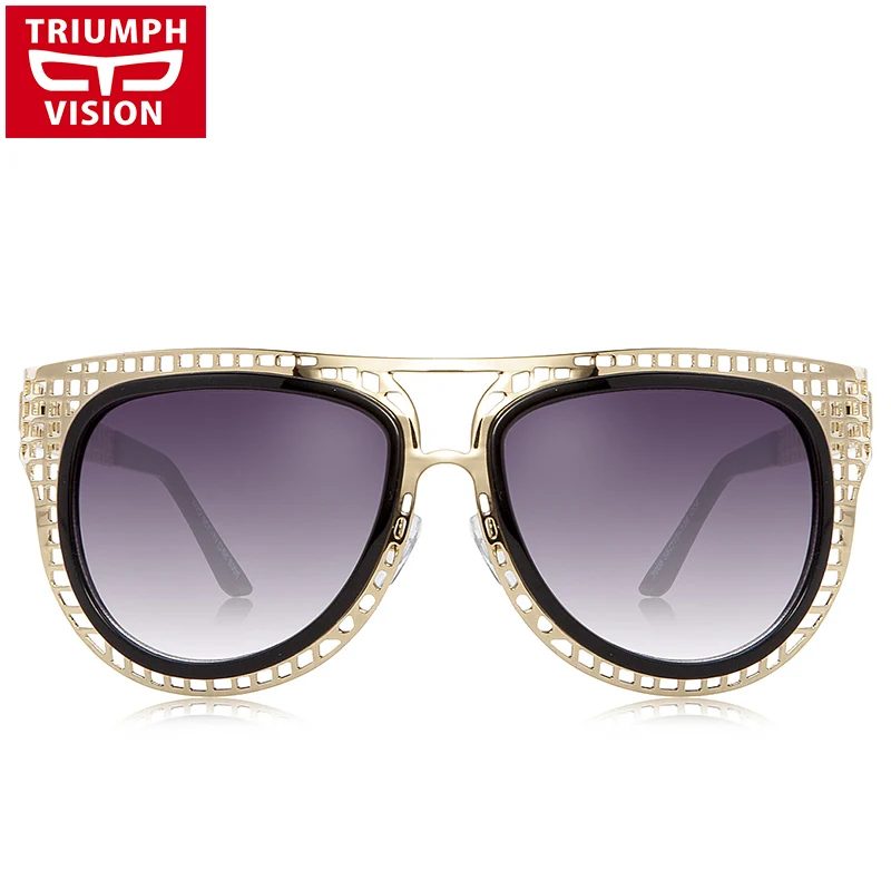 TRIUMPH VISION золотые металлические полые резные женские солнцезащитные очки для пилота стиль градиентные линзы Oculos роскошный бренд солнцезащитные очки женские