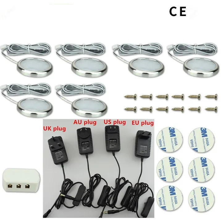 Светодиодная лампа для шкафа ультратонкая круглая 2 5 Вт DC12V алюминиевая