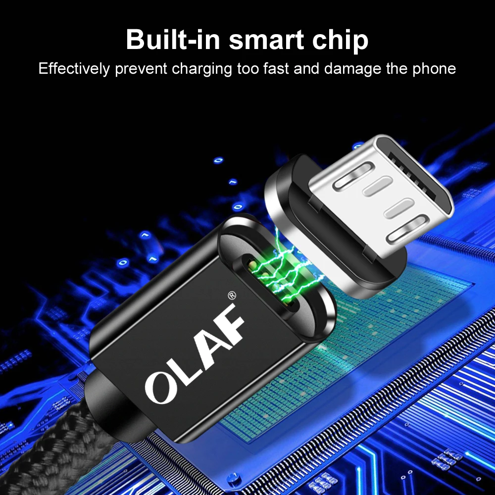 Магнитный usb кабель Олаф для быстрой зарядки для Iphone 7 X XR XS Max Micro usb type C USB C кабель для samsung galaxy S8 S9 Note 9 Plus