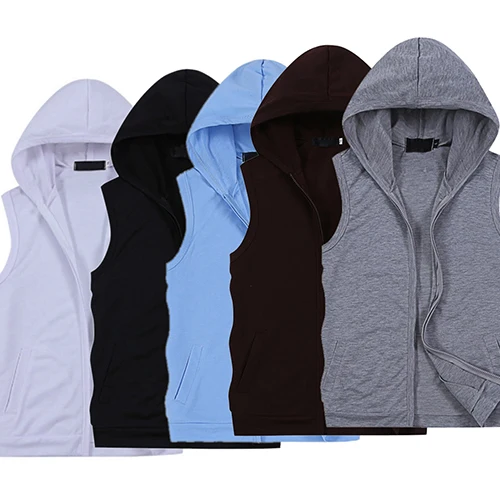 Модная мужская летняя одежда без рукавов на молнии для фитнеса Повседневная