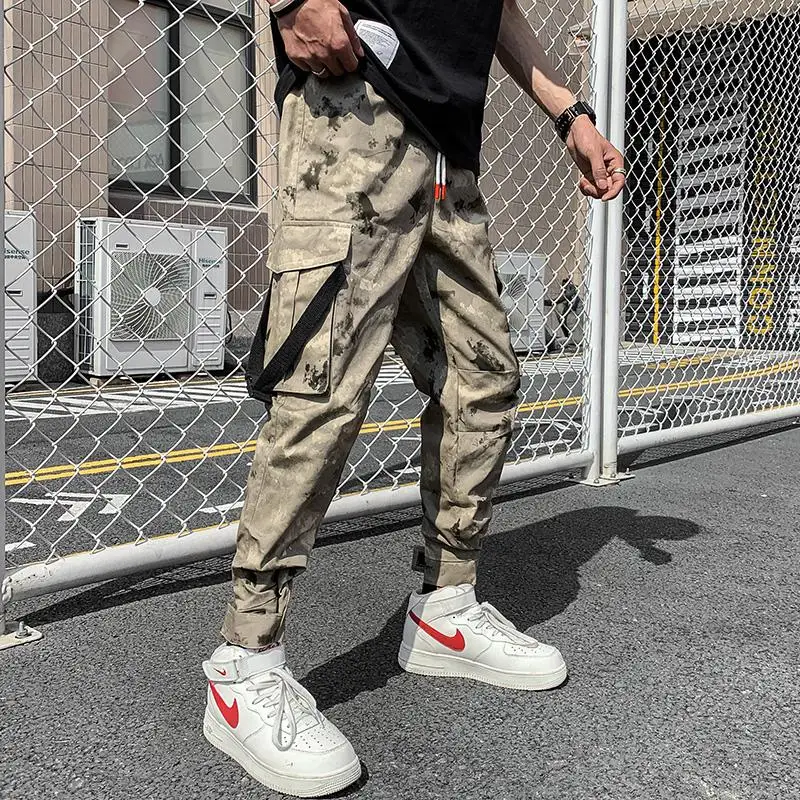 Khaki Camo Pants Мужские брюки-карго из хлопка с эластичной резинкой на талии, классические брюки-карго длиной до щиколотки с несколькими карманами, камуфляжные брюки-карго XXXXXL - Цвет: Khaki Camo Pants