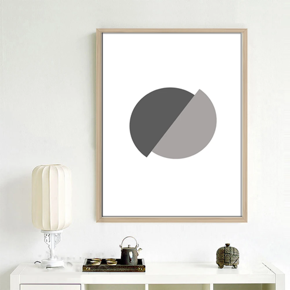 

Абстрактные два серых полукруглых формы скандинавский стиль холст печать картина HD картина стеновое искусство постер для декора без рамки ...