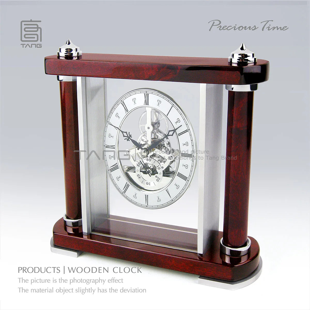 Драгоценное время ручной кристалл фортепиано краски из красного дерева часы