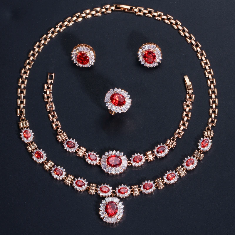 ThreeGraces Dubai Gold Color Purple Oval Austrian Crystal 4 Piece Luxury Wedding Engagement Jewelry Set For Women JS168 | Украшения и
