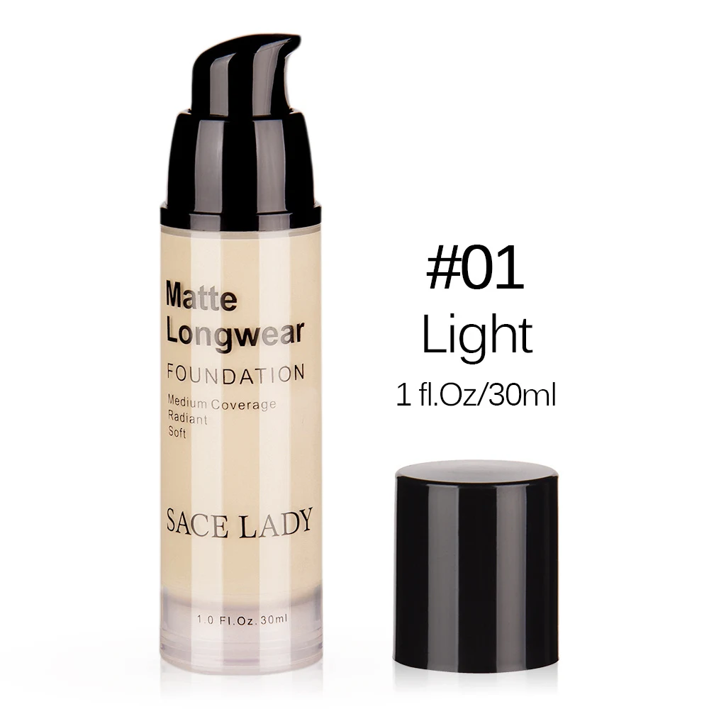 07 Light 30ml SACE LADY тональный крем для лица база макияж профессиональный матовый макияж Жидкий консилер водонепроницаемый бренд натуральная косметика - Цвет: 07 Light 30ml
