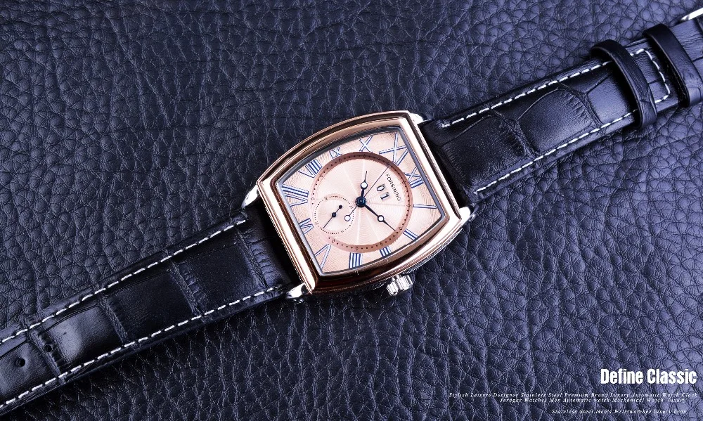 Мужские водонепроницаемые автоматические часы с календарем из натуральной