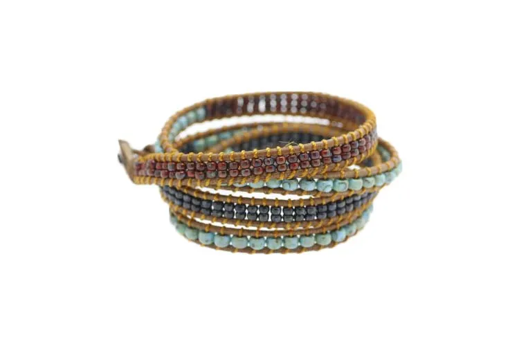 Унисекс Браслет Boho Miyuki семена Обмотка из бусин кожаный чехол для браслета браслет 4 нити камень ювелирные изделия из веревки