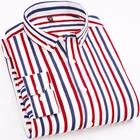 2019 Весенняя мода полосатые повседневные мужские рубашки с длинным рукавом ткань мягкая удобная мужская одежда облегающие деловые рубашки