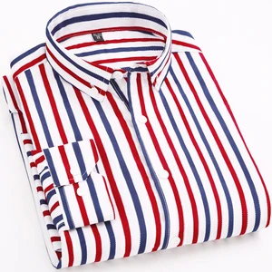 2019 Весенняя мода полосатые повседневные мужские рубашки с длинным рукавом ткань мягкая удобная мужская одежда облегающие деловые рубашки