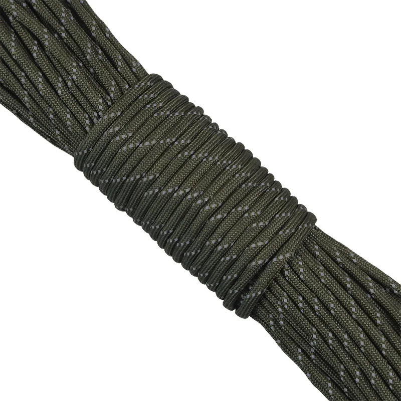 Army green 12 Colors 7 Strands Reflective Paracord For Outdoor Survival Bracelet Kit DIY Lanyard Camping Hiking Parachute Cord - Цвет: Army green