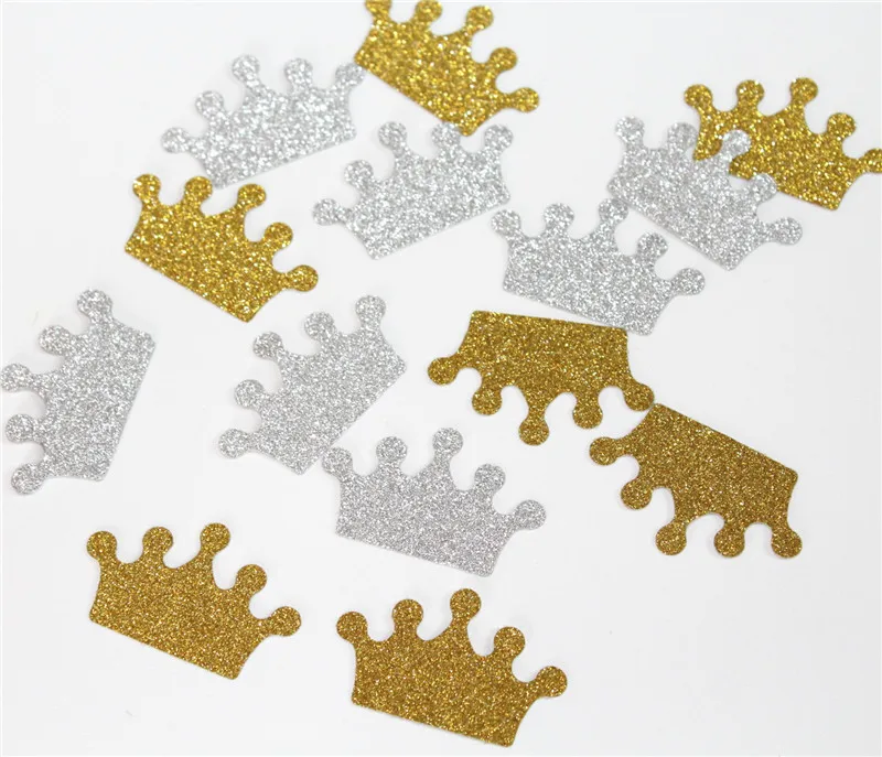 Королевский детский душ серебряная и золотая корона с блестками конфетти