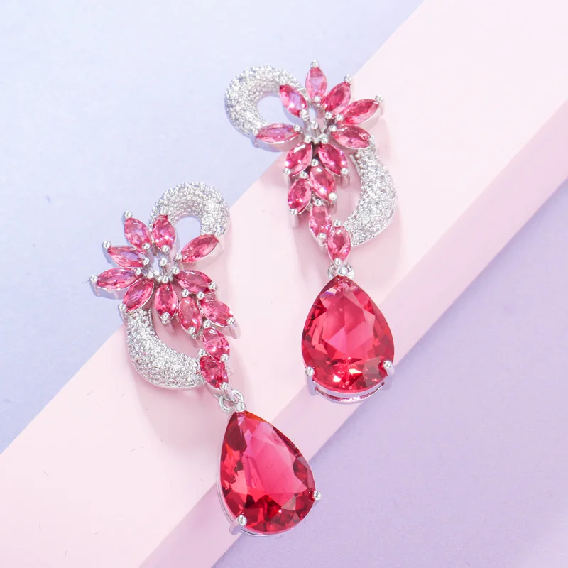 Женские длинные висячие серьги QooLady с австрийскими кристаллами для выпускного