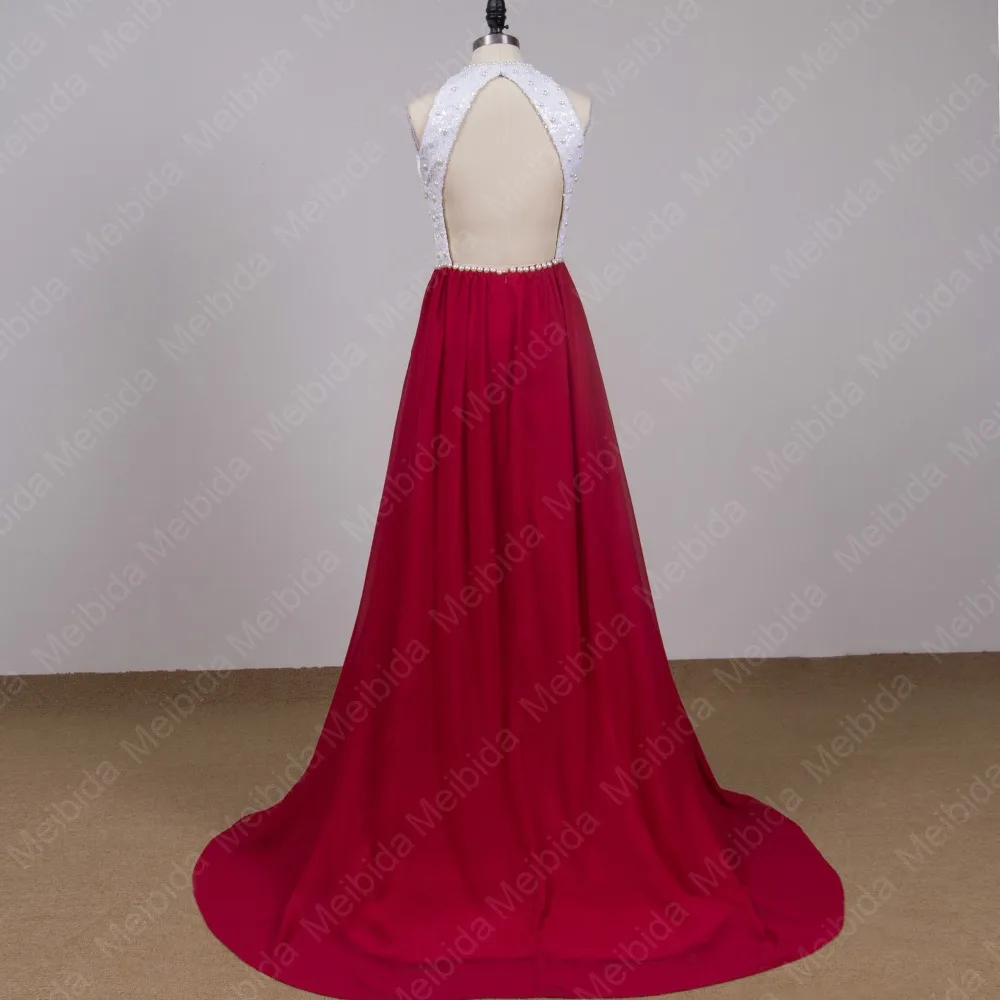 Open Back Sexy Mother Of The Bride Dresses Beaded Chiffon Romantic Red Custom Made Floor Length Real Image 2015 New Arrival RM11 | Свадьбы и
