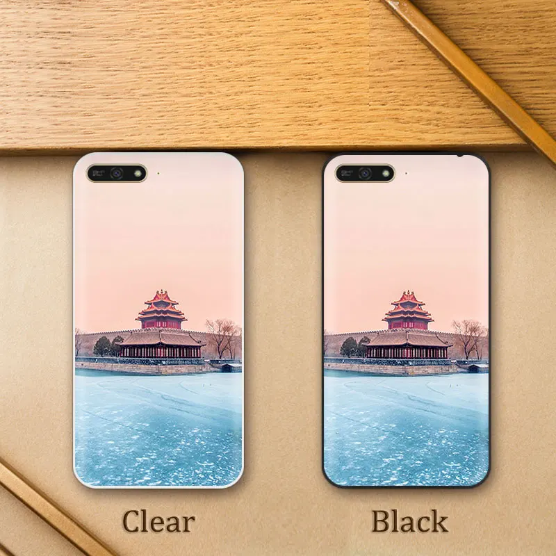 Coque для huawei Y6 2018 прозрачный гель мягкий силиконовый Buliding случае 5 7 дюймов телефон