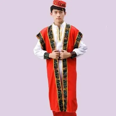 Костюмы китайский национальных меньшинств для мужчин национальная одежда Sinkiang одежда фестиваль танцевальный костюм для мужчин Uyghur Косплей - Цвет: red