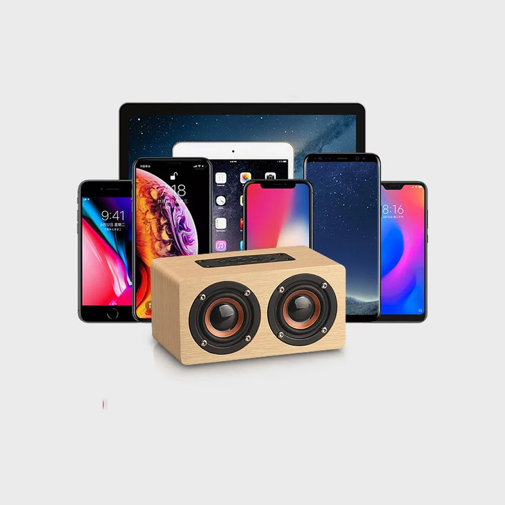 Деревянный беспроводной Bluetooth динамик Портативный hifi шок бас-динамики TF caixa де