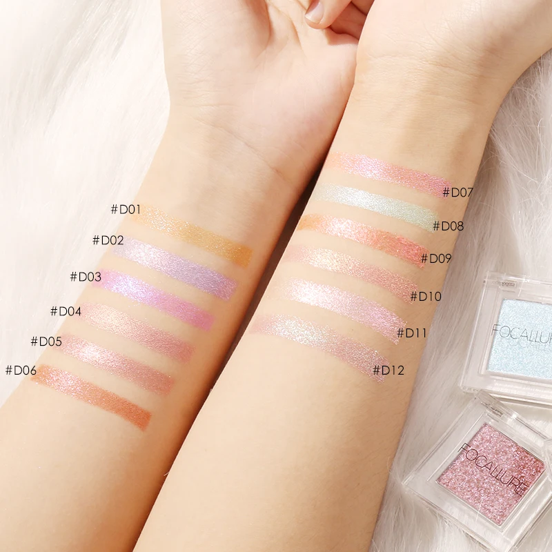 FOCALLURE Shimmer Тени для век одноцветные блестящие пигментированные тени палитра стойкие водонепроницаемые тени для век