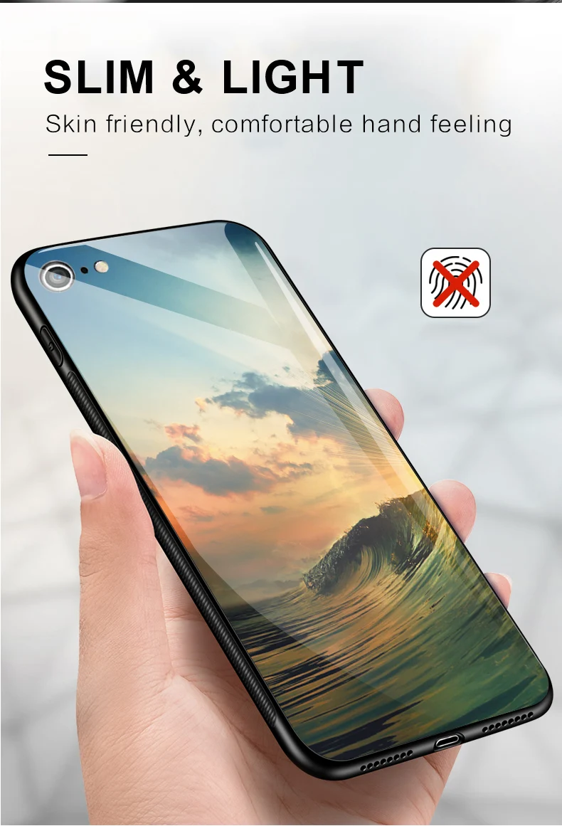 IIOZO, чехол для телефона из закаленного стекла s, для iphone 7, 8 plus, чехол с естественным видом, твердая стеклянная задняя крышка для iphone 6, 6S Plus, 7plus