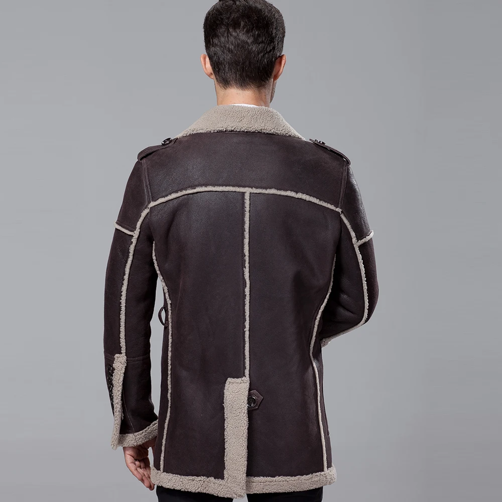 Роскошный деловой Повседневный толстый мериносовой овчины один кусок мужской