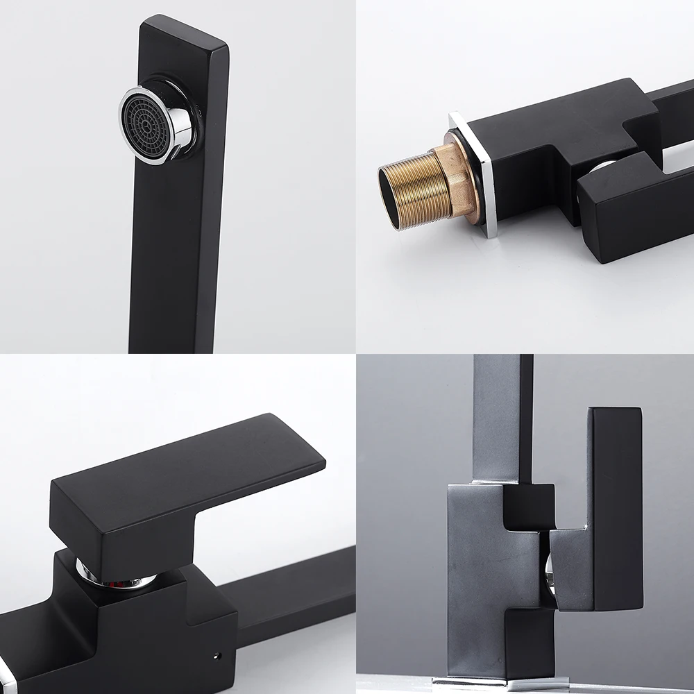 Modern Chrome Kitchen Faucet 360 Degree Rotation Water Filter Tap Water Faucets Brass Sink Tap Water Mixer Black Kitchen Fixture