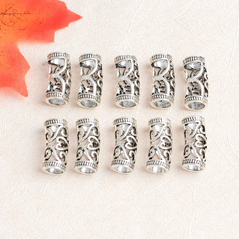 10 шт./компл. длинные полые металлические старинные фотобусины викингов гибкие