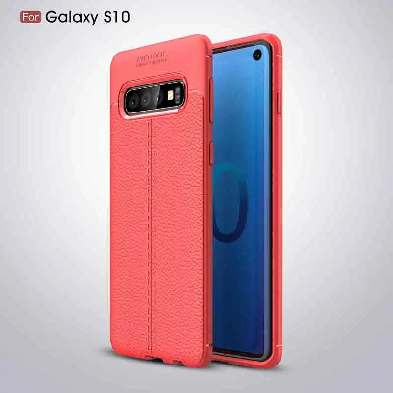 KEYSION чехол для телефона для samsung Galaxy S10 плюс S10e S9 примечание 9 текстуру кожи мягкий TPU бампер задняя крышка для S10 5G S10+ Примечание 8 - Цвет: Красный