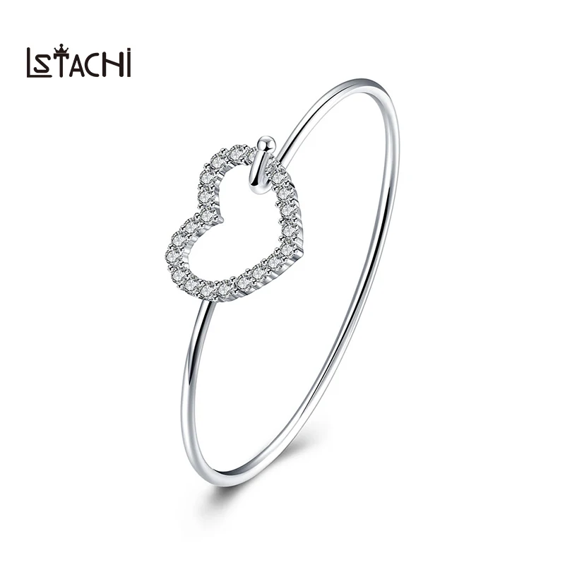 LSTACHi Аутентичные 925 Щепка браслет Сердце застежка клип одноцветное подходят